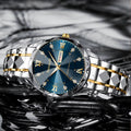 Gem Node Men's Rhinestone Quartz Watch 41mm Blue & Gold