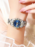 Gem Node Men's Rhinestone Quartz Watch 41mm Blue & Gold