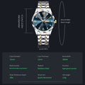 Gem Node Men's Rhinestone Quartz Watch 41mm Blue & Gold